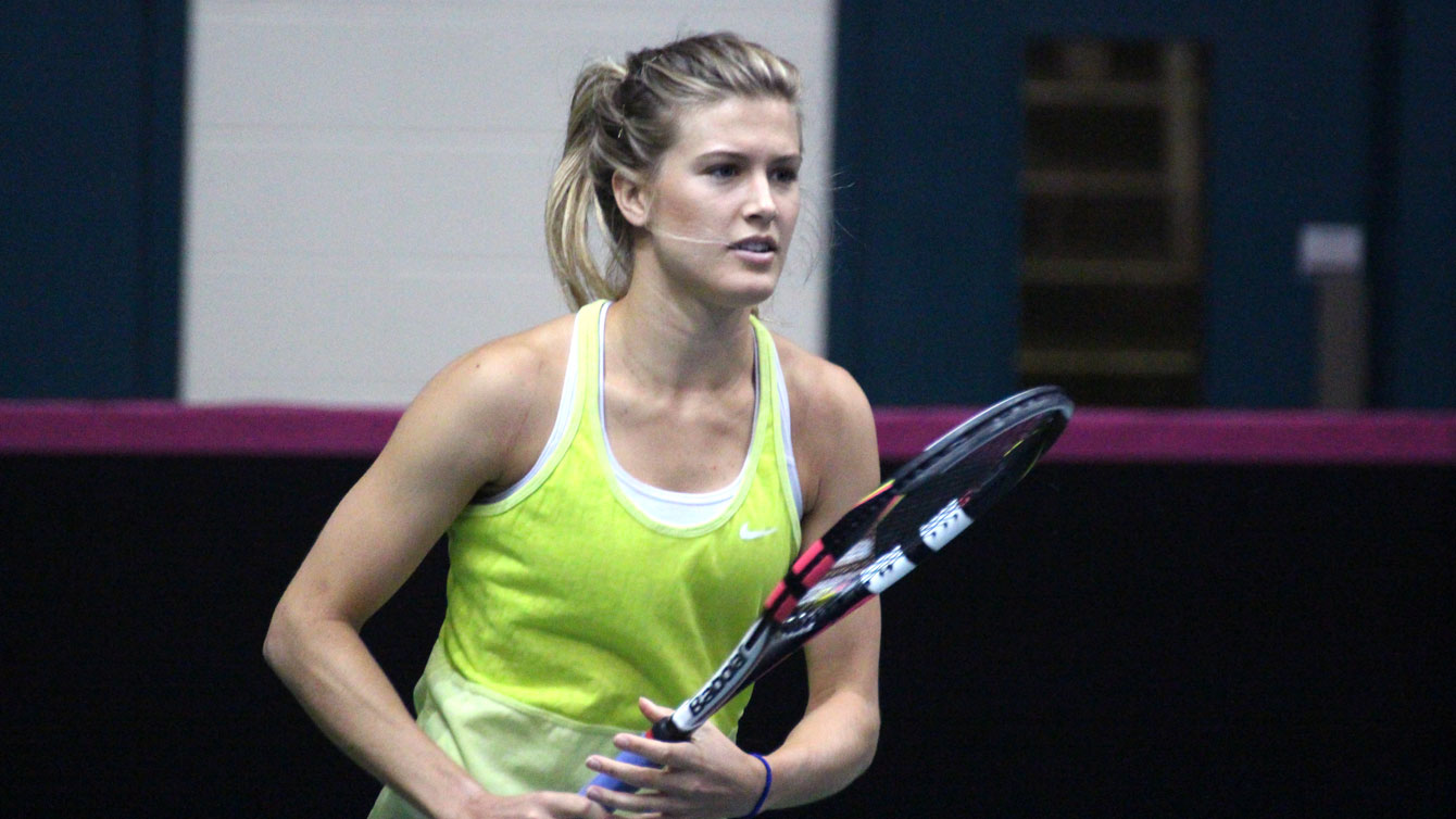 Eugenie Bouchard at practice for Fed Cup in Montreal on April 15, 2015. 