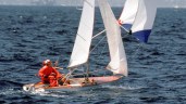 Terry McLaughlin and Evert Bastet on their way to winning Los Angeles 1984 silver in sailing.