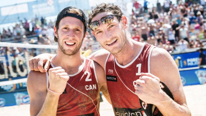 Sam Shachter and Josh Binstock after winning their Porec Major semifinal on June 7, 2015 (Photo: FIVB). 