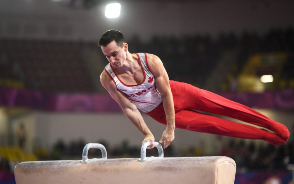 Zachary Clay of Canada competes in mens artistic gymnastics