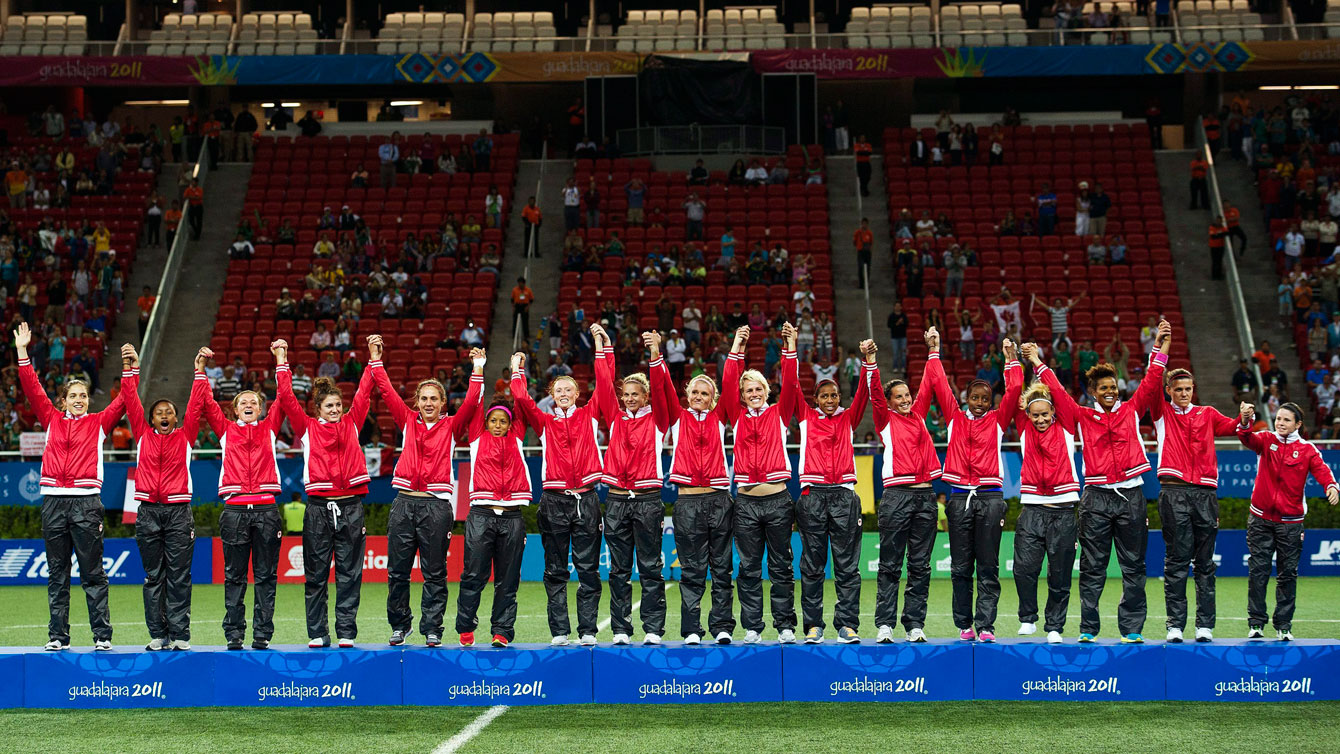 Team Canada celebrating their victory in Guadalajara 2011.