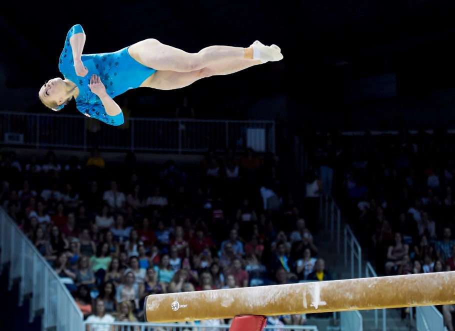 Canada's Ellie Black competes in the balance beam at the women's artistic all around gymnastics competition during the Pan American Games in Toronto on Monday, July 13, 2015. Black won gold. THE CANADIAN PRESS/Nathan Denette