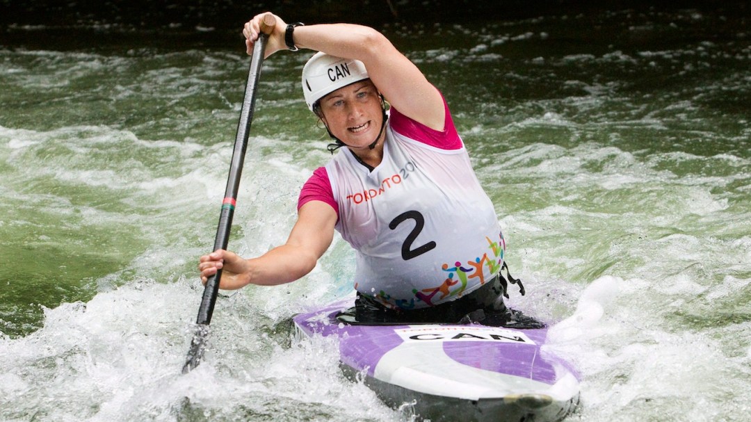Haley Daniels paddles in canoe slalom