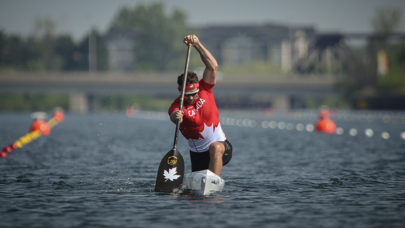 Mark Oldershaw competes at the Canoe/Kayak Centre in Welland, Ontario (Alexandra Fernando for COC).