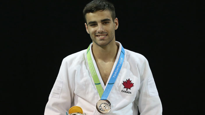 Antoine Bouchard with his silver medal in Pan Am Games judo on July 12, 2015. 