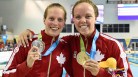 Kierra Smith (right) gold medallist and Martha McCabe (left) silver medallist in the women's 200m breaststroke.
