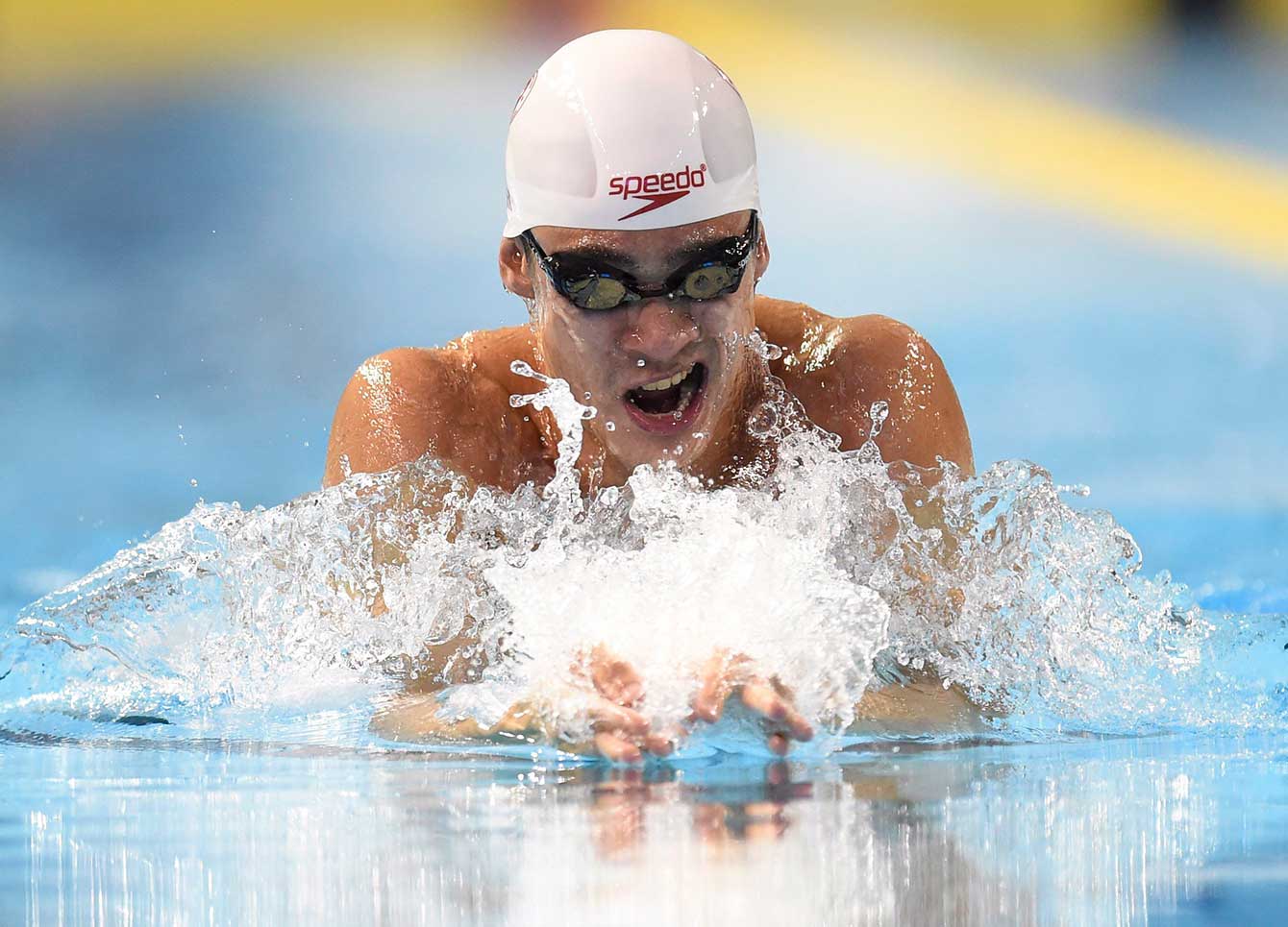 Edmonton's Richard Funk swims in the 200m breaststroke final at the Pan American Games.   
