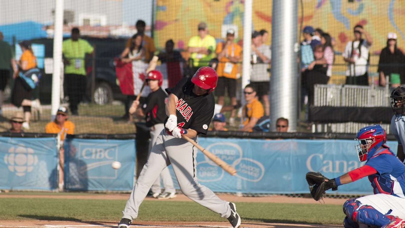 Peter Orr at bat against Puerto Rico