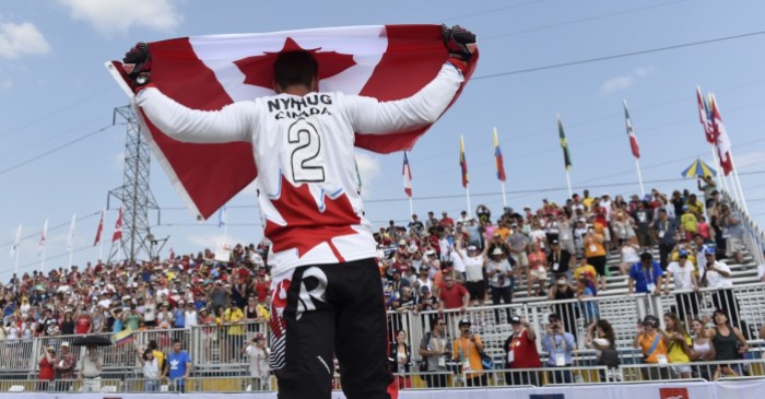 Tory Nyhaug Tory Nyhaug of Canada wins the Gold Medal in Men's BMX