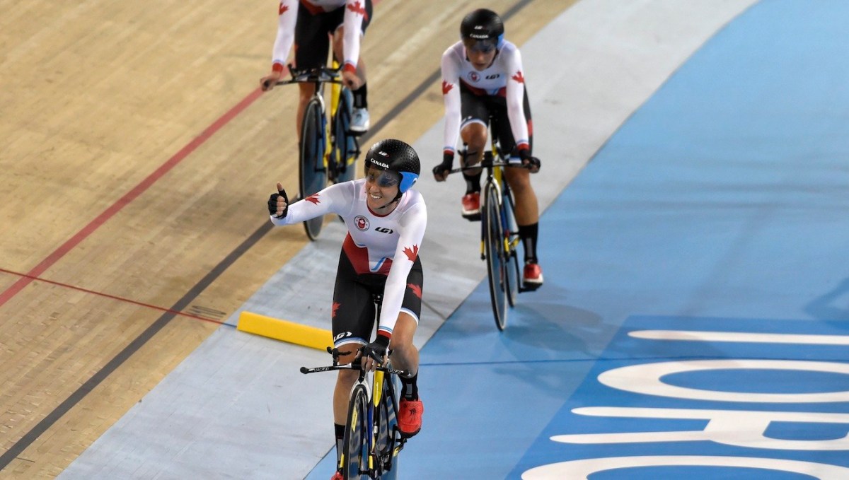 Canada wins gold in the women' team pursuit at the Pan American Games in Toronto.