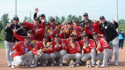 Canadian men's softball team takes gold in the final match against Venezuela.