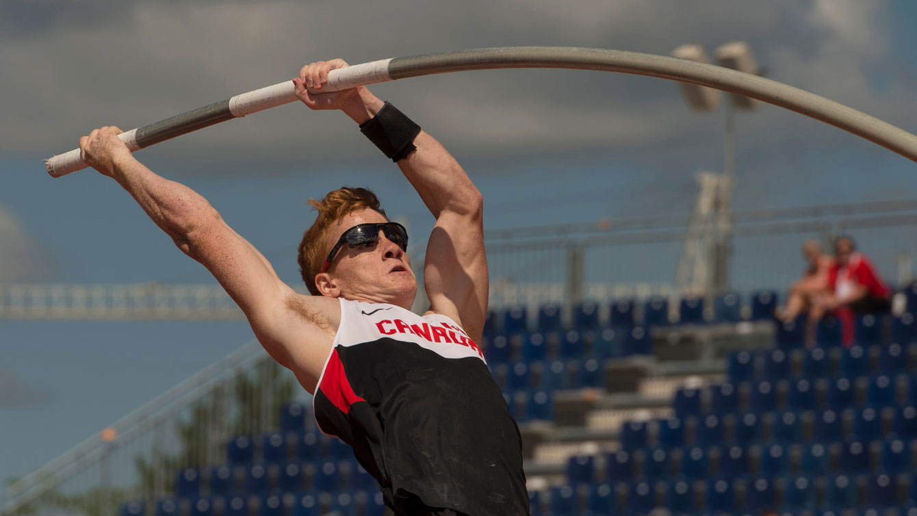 Shawnacy Barber vaulted to a new Pan Am record at Toronto 2015 on July 21, 2015.
