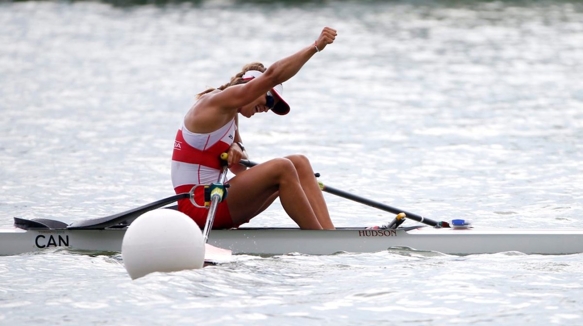 Carling Zeeman celebrates with a fist in the air