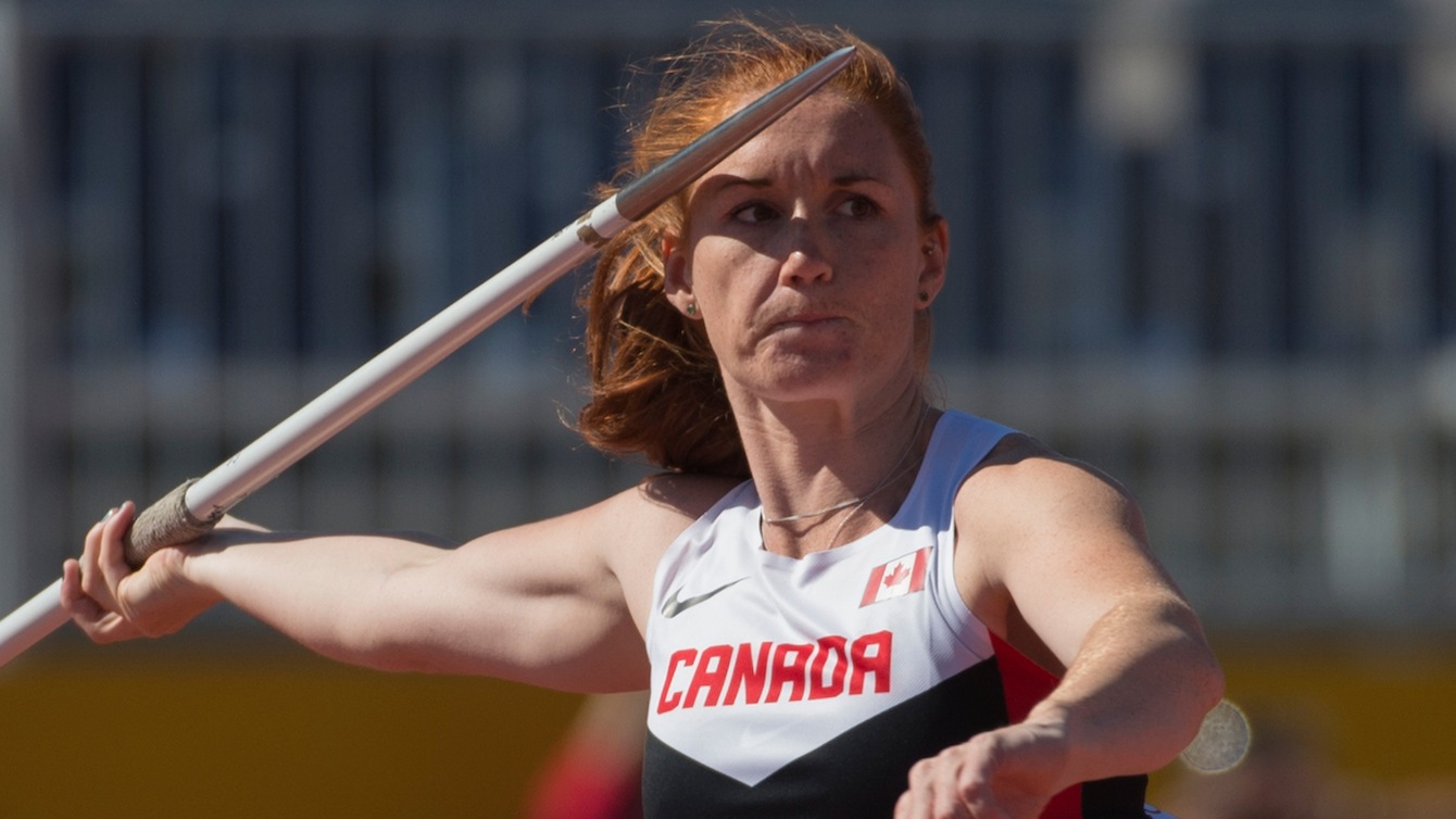 Melissa Fraser competes in the women's javelin