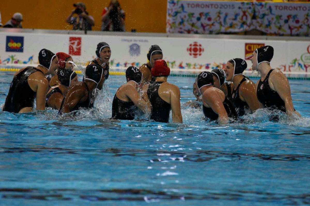 Athletes in a pool