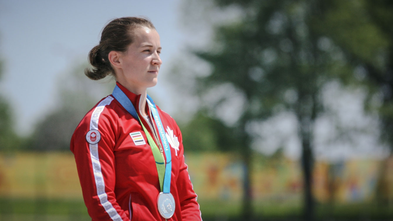 Michelle Russell with her Pan Am Games silver medal in the K-1 500m on July 13, 2015. 