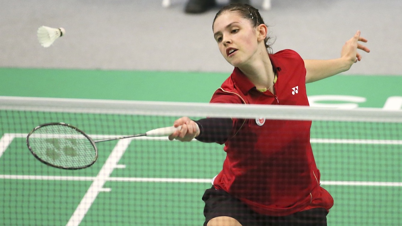 Rachel Honderich of Toronto plays to the silver medal in singles badminton finals