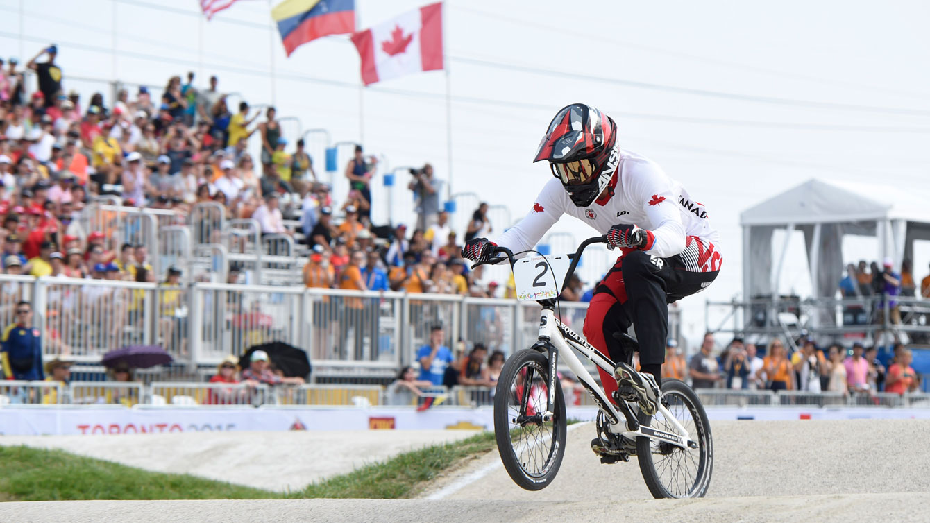 Tory Nyhaug cruised his way to gold in men's BMX at the 2015 Toronto Pan Am Games. (Photo: Jason Ransom)