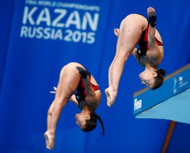 Meaghan Benfeito, Roseline Filion Meaghan Benfeito (left) and Roseline Filion at the 2015 FINA World Championships.