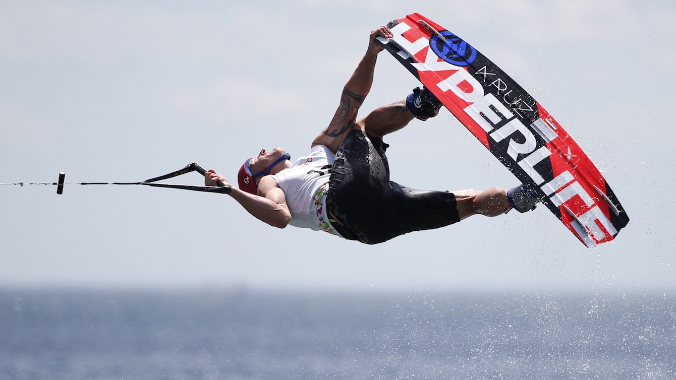 Rusty Malinoski competes in the WakeBoard Semi-Final at the Pan Am Games