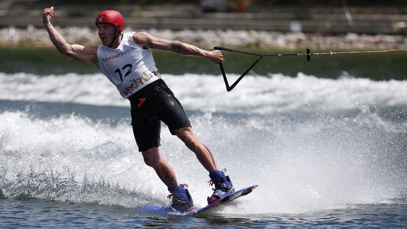 Rusty Malinoski competes in the WakeBoard Semi-Final at the Pan Am Games