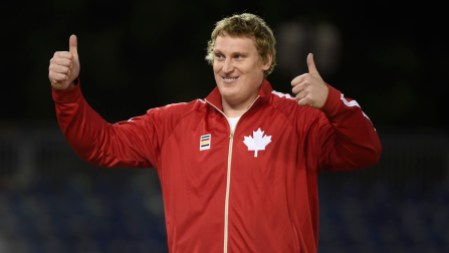 Tim Nedow Tim Nedow celebrates silver in the men's shot put