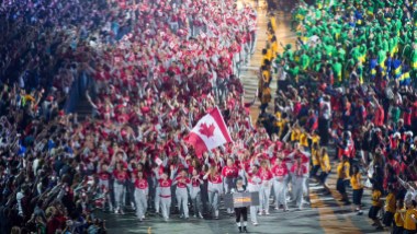 Parade of Nations - Pan Am Opening Ceremony Canada enters the venue at the Parade of Nations during the Pan Am Games Opening Ceremony on July 10, 2015.