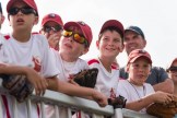 Young Canada fans watch with anticipation during the men's softball gold medal final between Canada and Venezuela at the 2015 Pan American Games in Toronto, Canada (COC Photo by Winston Chow).