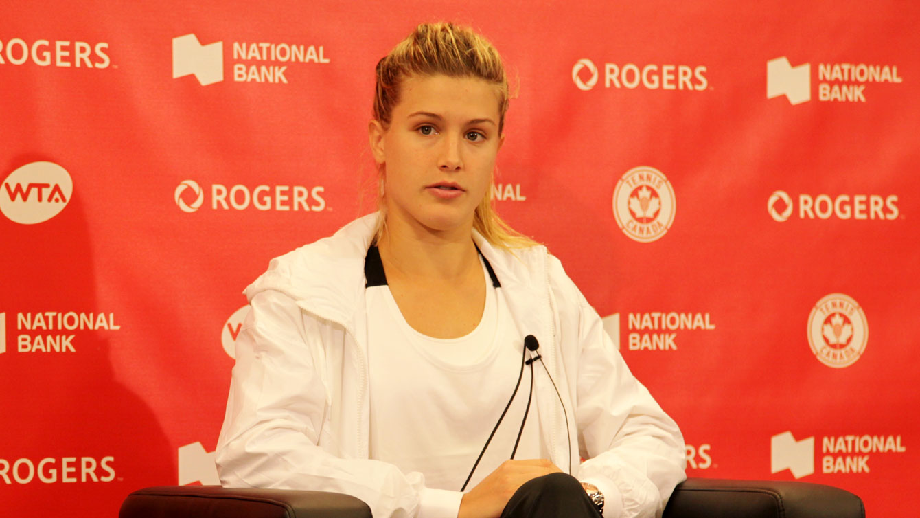 Eugenie Bouchard in her post-match press conference at the Rogers Cup on August 11, 2015. 