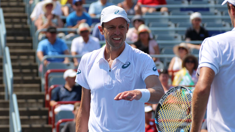 Daniel Nestor at the 2015 Rogers Cup men's doubles final. 