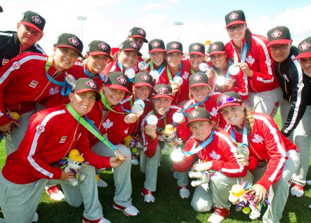 Team Canada poses poses with their silver medals