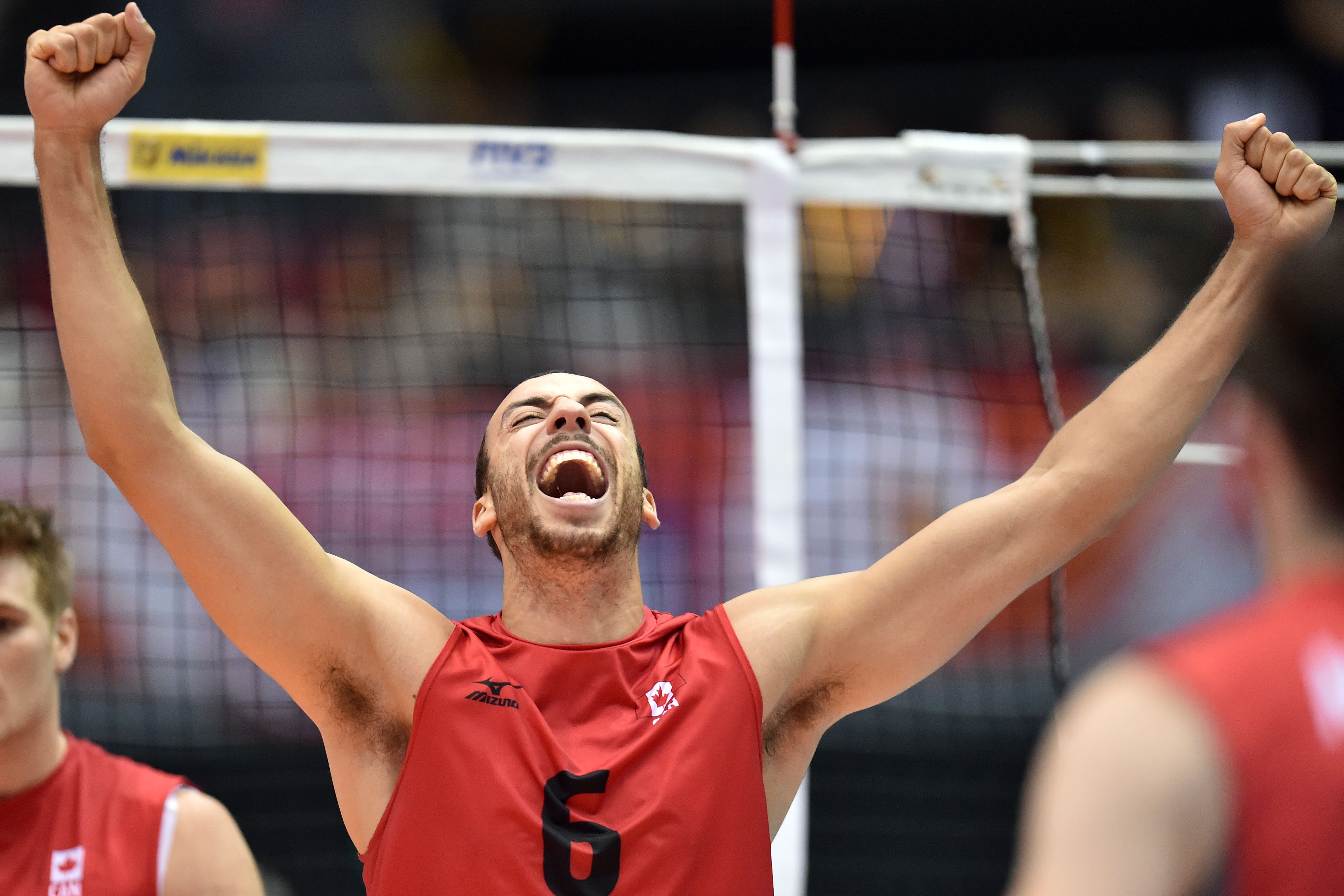 Rudy Verhoff celebrates against Australia at the World Cup on September 13, 2015 (Photo: FIVB). 