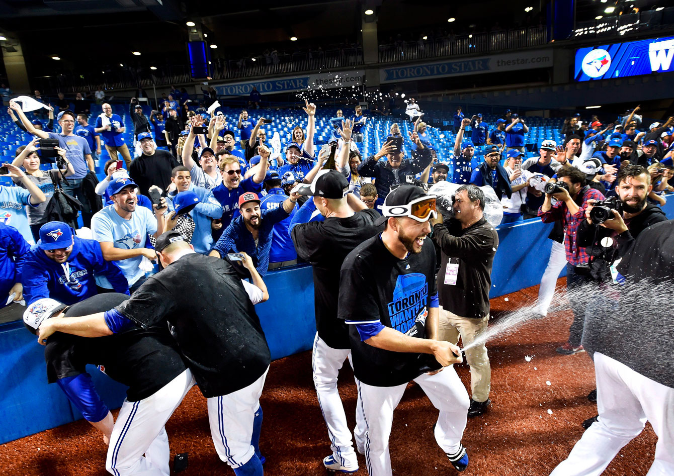 The fans and players celebrate the historic win.