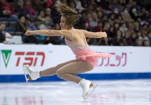 Veronik Mallet at Skate Canada International on October 31, 2015.