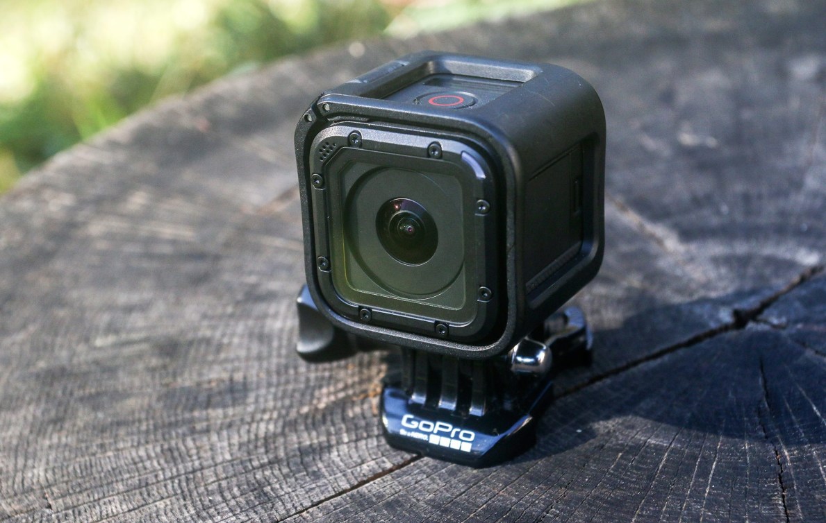 The GoPro HERO4 Session action camera is shown on Wednesday, Nov. 11, 2015, in Decatur, Ga. Action cameras are getting smaller, lighter, better and more connected. The waterproof, cube-shaped camera is capable of recording full high-defintion video and is half the size of previous models. (AP Photo/ Ron Harris)