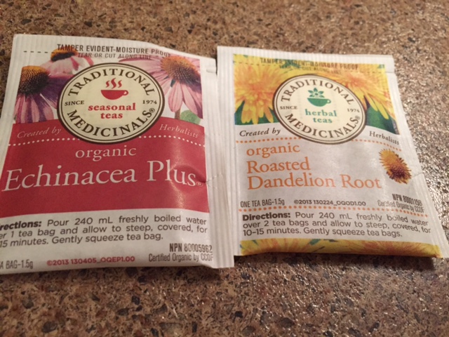 Echinacea tea to prevent any chance of getting sick on the road and dandelion root tea to have in the morning as a small detox