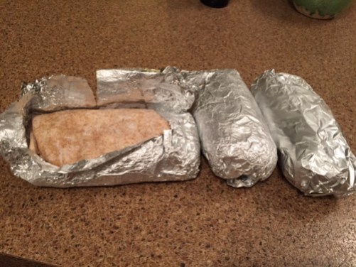 Sweet potato, tofu and tempeh burritos Sweet potato, tofu and tempeh burritos which were frozen for travel and will last a few days in the hotel fridge to serve as dinner while in Japan