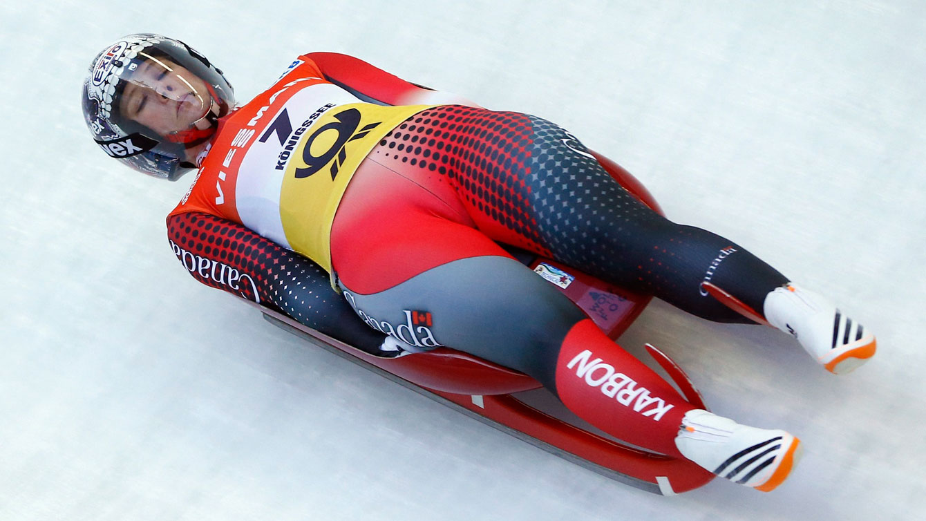 Alex Gough competes in the women's singles at at the 2016 FIL World Luge Championships on January 30, 2016. 