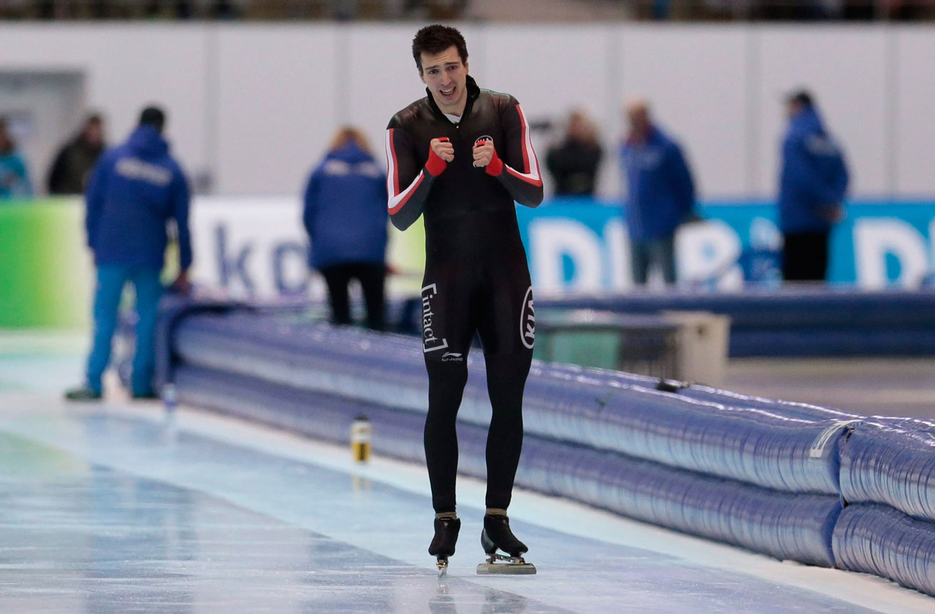 Alex Boisvert-Lacroix reacts after a race