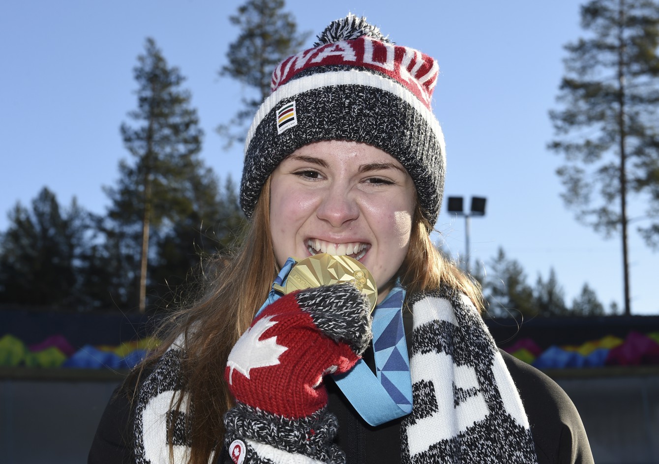 Brooke Apshkrum CAN poses for a photo after winning the Luge Women's Singles competition at Lillehammer Olympic Sliding Centre during the Winter Youth Olympic Games, Lillehammer, Norway, 15 February 2016. Photo: Jon Buckle for YIS/IOC Handout image supplied by YIS/IOC