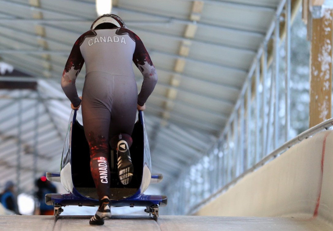 Parker Reid CAN competes in the Mens Monobob competition at the Lillehammer Olympic Sliding Centre during the Winter Youth Olympic Games, Lillehammer, Norway, 20 February 2016. Photo: Jed Leicester for YIS/IOC Handout image supplied by YIS/IOC