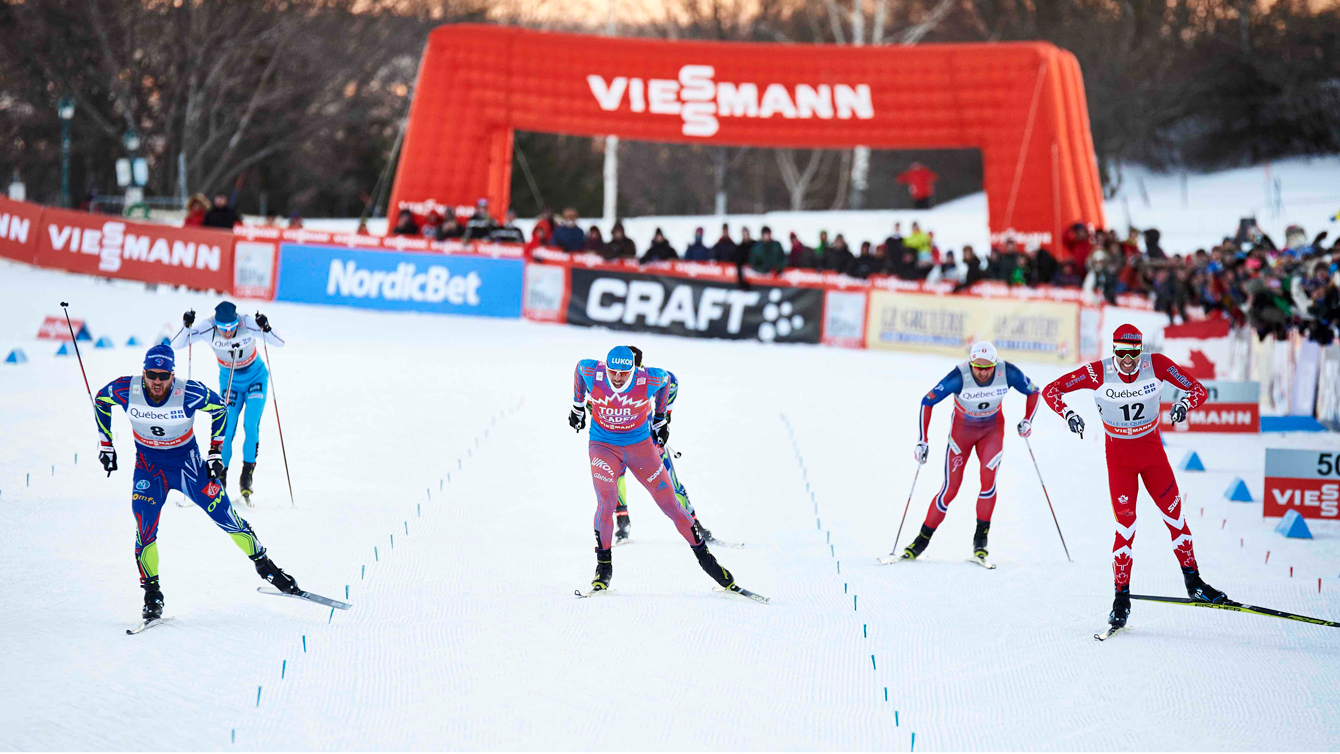 Alex Harvey races to a World Cup silver in men's sprint in Quebec on March 4, 2016. (Photo Credits: NordicFocus/Felgenhauer)