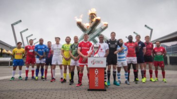 Captains Team captains pose for a photograph at the Olympic cauldron to promote the World Rugby Sevens Series' Canada Sevens tournament in Vancouver, B.C., on Wednesday March 9, 2016. The two day tournament is scheduled to be held March 12 and 13. THE CANADIAN PRESS/Darryl Dyck