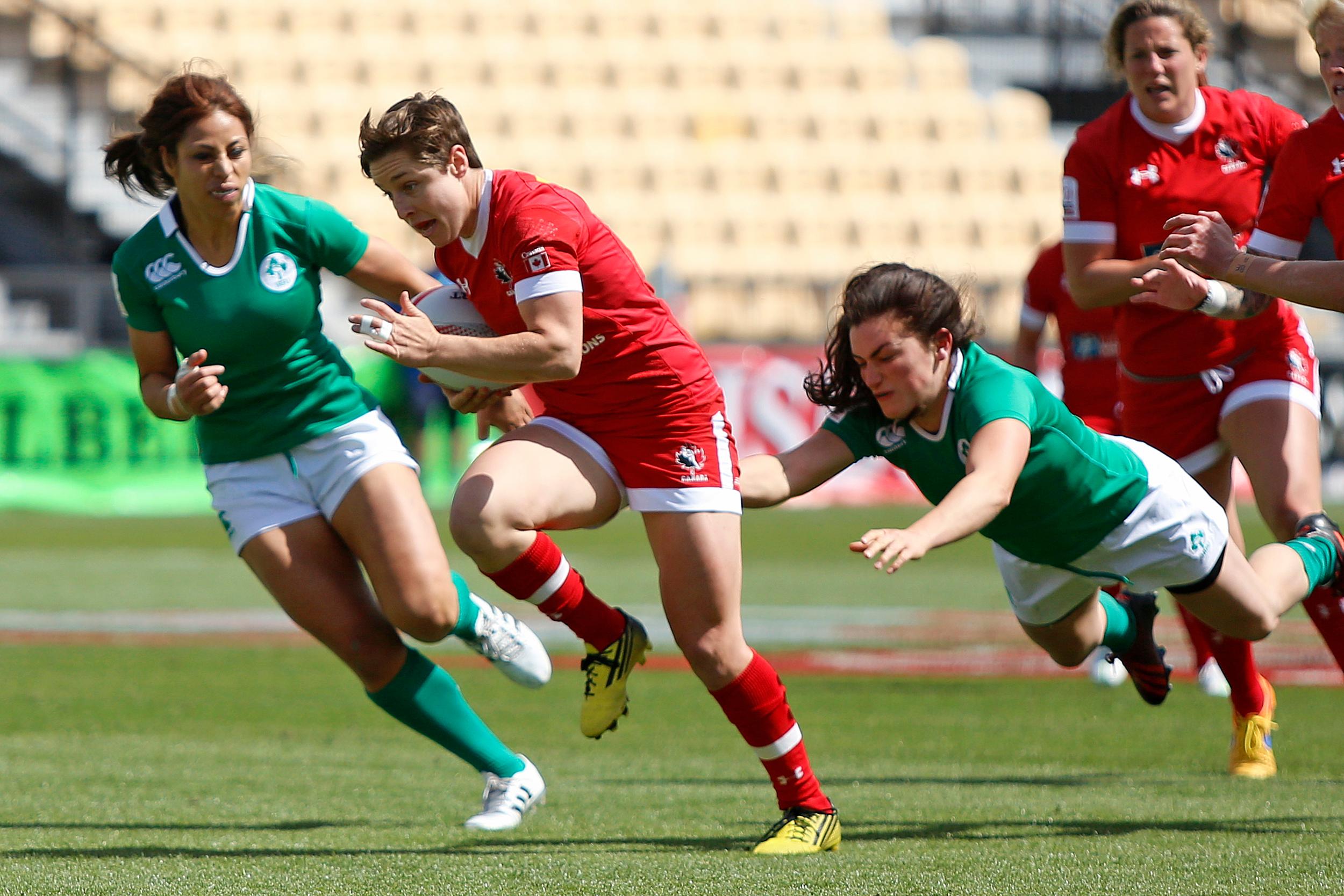 Ghislaine Landry breaks away from a tackle at Atlanta 7s (Photo: Mike Lee @ KLC Fotos).