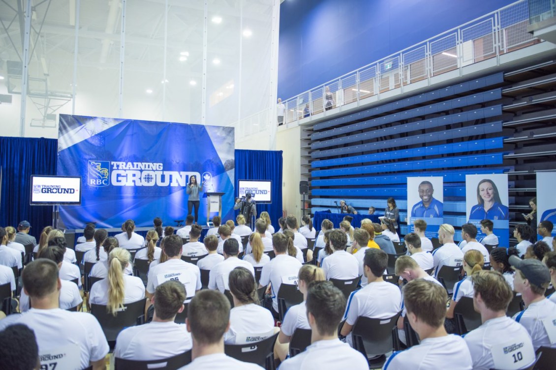 Two-time Olympian Caroline Calvé welcomes participants at RBC Training Ground in Toronto at the Canadian Sport Institute Ontario (CSIO). Photo Credit: Mike Palmer, Mike Palmer Photography