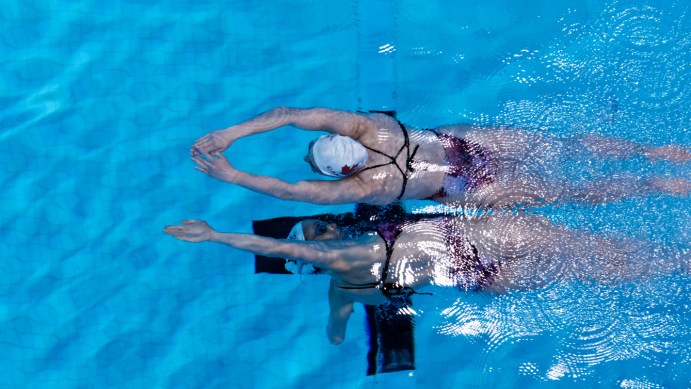 Simoneau and Thomas at the Toronto Pan Am Sports Centre during their Toronto visit before the Rio 2016 Games. (Thomas Skrlj/COC)