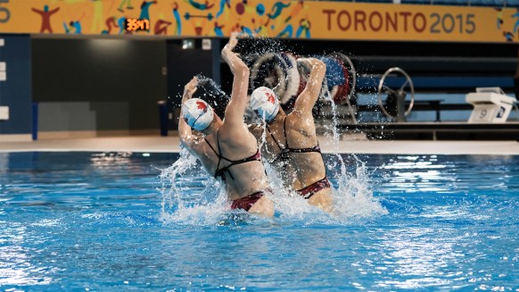 Simoneau and Thomas at the Toronto Pan Am Sports Centre during their Toronto visit before the Rio 2016 Games. (Thomas Skrlj/COC)