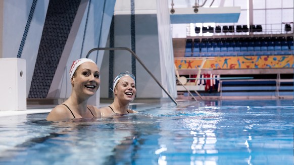 Simoneau and Thomas at the Toronto Pan Am Sports Centre during their Toronto visit before the Rio 2016 Games. (Thomas Skrlj/COC)