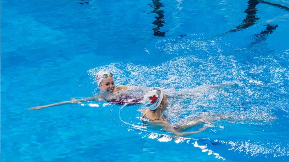 Simoneau and Thomas at the Toronto Pan Am Sports Centre during their Toronto visit before the Rio 2016 Games. (Thomas Skrlj/COC)