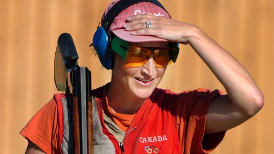 Cynthia Meyer looks on at the Olympic Games in Athens on August 18, 2004.